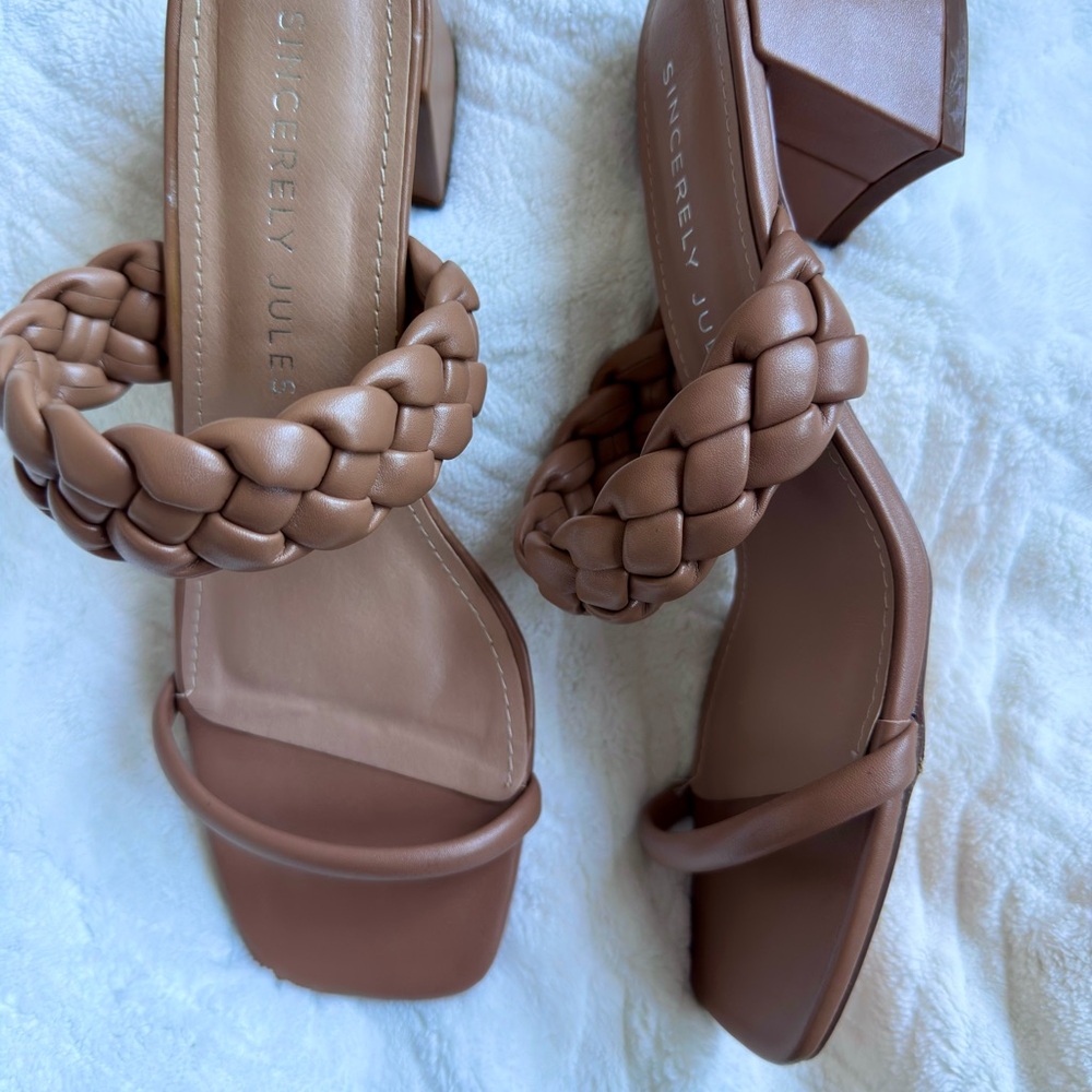 Sincerely Jules Tan Braided Heels
